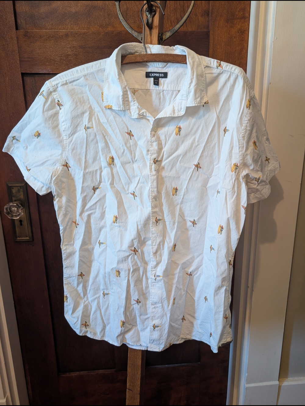 Express White Button-Up Shirt with Black Label